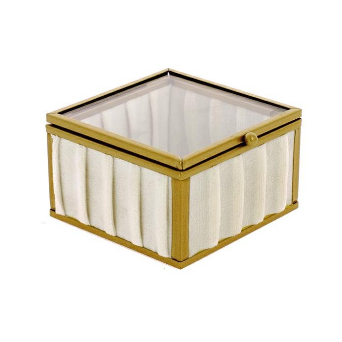 SCATOLA QUADRATA VELLUTO BIANCO 8.5X8.5 H.5